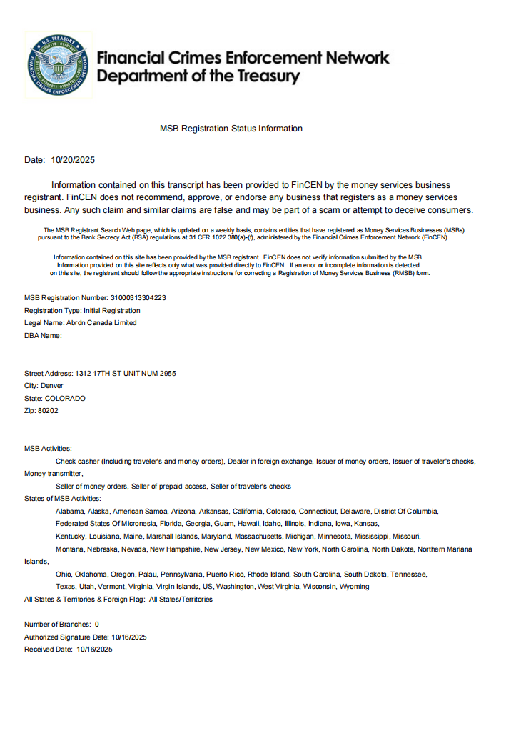 MSB financial license